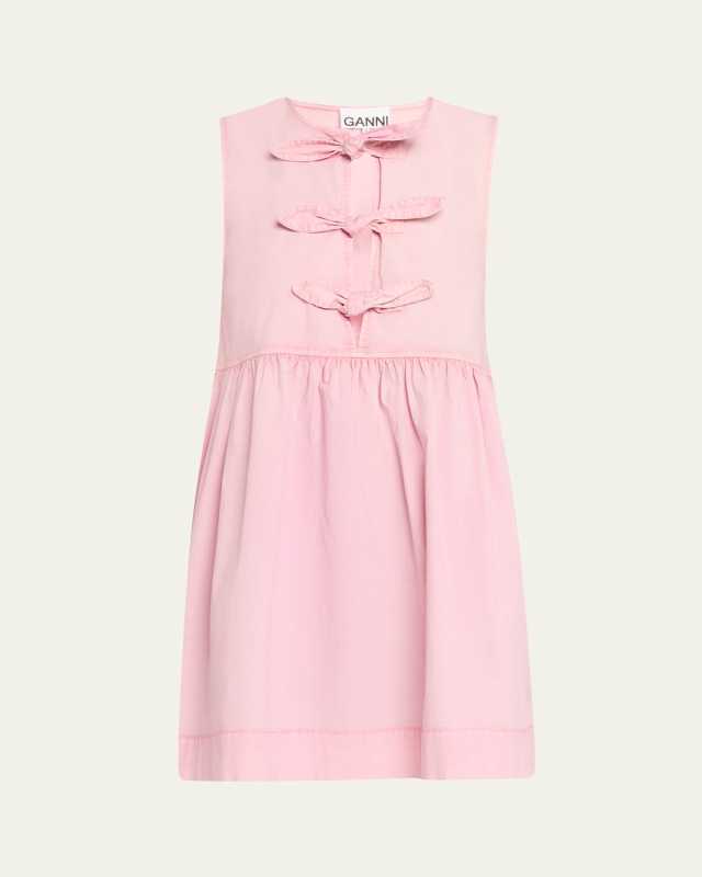 Stretch-Cotton Mini Bow Tie Dress